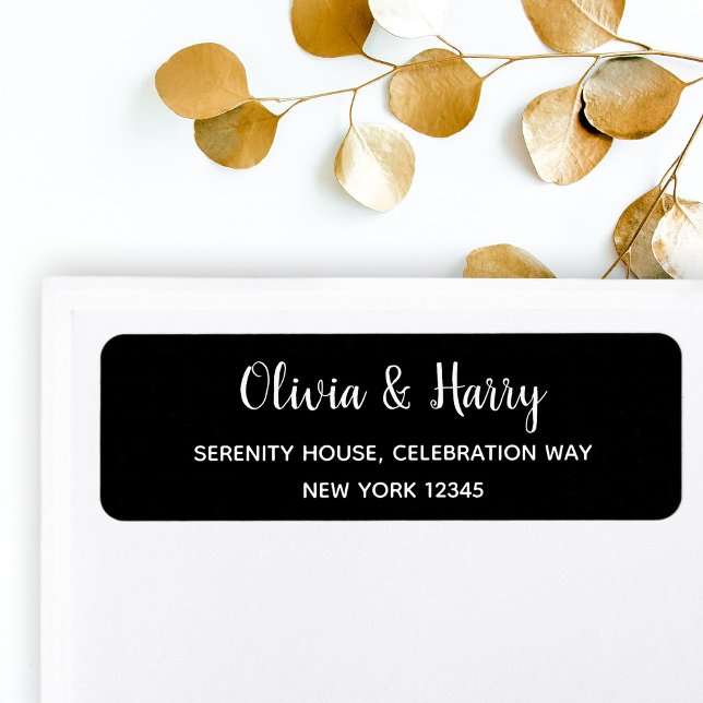 Elegant Modern Wedding Return Address Labels (Personalize in Elegant Handwritten Style. A Modern Chic Black and White Design.)