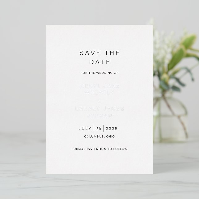 Elegant Modern Wedding Save the Date (Standing Front)