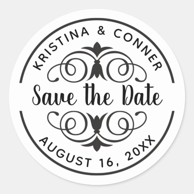 Elegant Modern Wedding Save the Date Envelope Seal (Front)