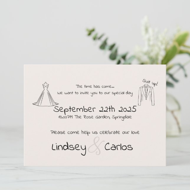 Elegant modern wedding Silhouette Collection Invitation (Standing Front)