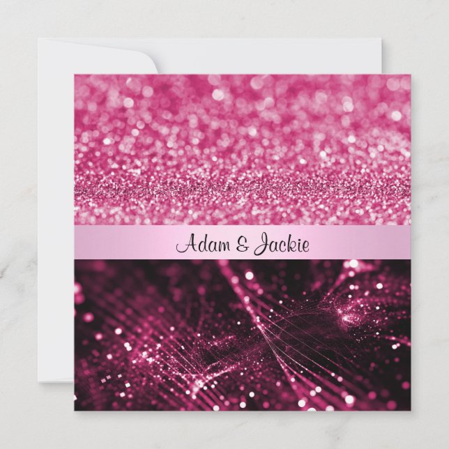ELEGANT & MODERN WEDDING SPARKLE PINK INVITATION (Front)