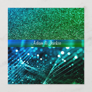 ELEGANT & MODERN WEDDING SPLIT ROYAL blue green Invitation