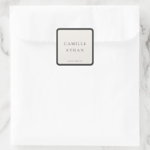 Elegant Modern Wedding Square Favour Sticker