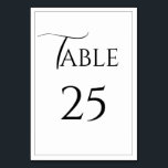 Elegant Modern Wedding Table Card<br><div class="desc">Gorgeous fancy script in black & white lovely event table number.  Perfect for any event for any occasion.</div>