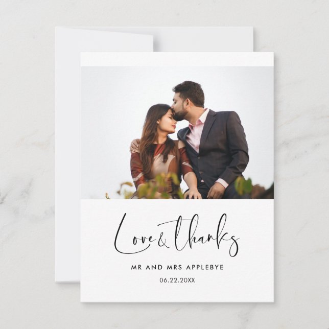 Elegant & modern wedding Thank you photo Card (Front)