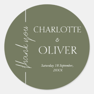 Elegant Modern Wedding Thank You Sticker Template