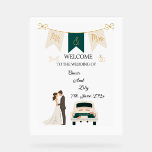 Elegant Modern Wedding Welcome Acrylic Sign. Acrylic Sign