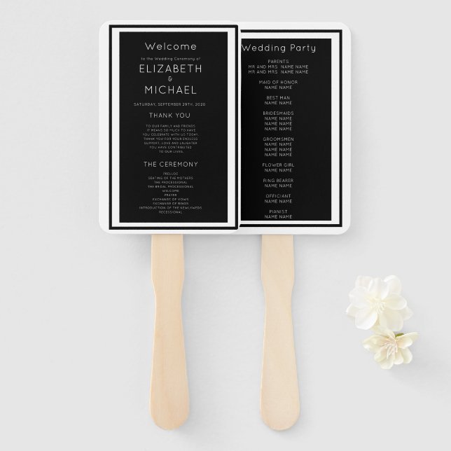 Elegant Modern  Wedding Welcome Hand Fan (Front and Back)