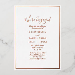 Elegant Modern We're Engaged Engagement Rose Gold