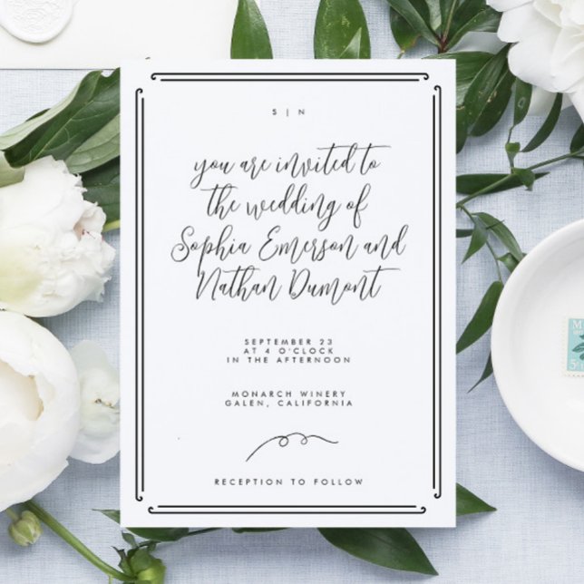 Elegant Modern Whimsical Handwritten Wedding Invitation (Creator Uploaded)