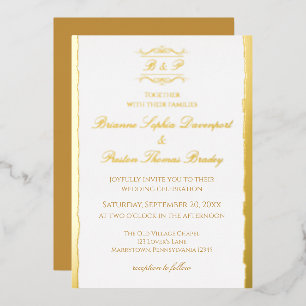 Elegant Modern Whimsical Monogram Wedding Gold