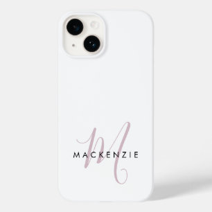 Elegant Modern White Blush Pink Script Monogram Case-Mate iPhone 14 Case