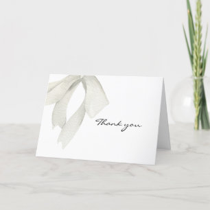 Elegant Modern white Bow She's Tying the Knot  Thank You Card