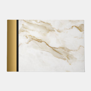 Elegant Modern White Cream Gold Marble Pattern Doormat