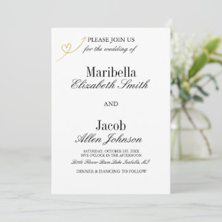 Elegant Modern White & Formal Wedding Invitation