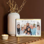 Elegant Modern White & Gold Add Your Photo Family Plaque<br><div class="desc">Simple template with minimalistic layout to personalize with your name,  text and photos. Please note that the gold is simulated with printed ink.</div>