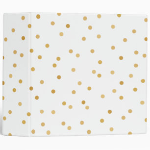 Elegant Modern White Gold Confetti Dots Binder