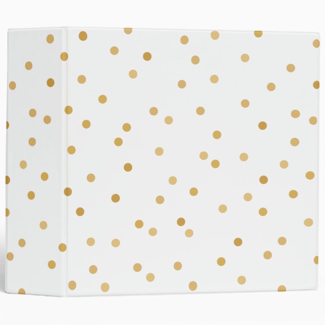 Elegant Modern White Gold Confetti Dots Binder (Front/Spine)