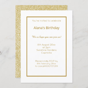 ELEGANT MODERN WHITE GOLD GLITTER SIMPLE INVITATION