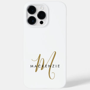 Elegant Modern White Gold Script Monogram Case-Mate iPhone 14 Pro Max Case