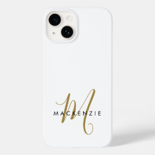 Elegant Modern White Gold Script Monogram Case-Mate iPhone 14 Case