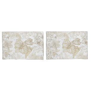Elegant modern white gray gold marble floral pillowcase