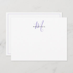 Elegant Modern White Lavender Script Monogram Card