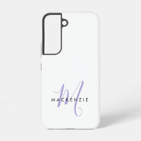 Elegant Modern White Lavender Script Monogram