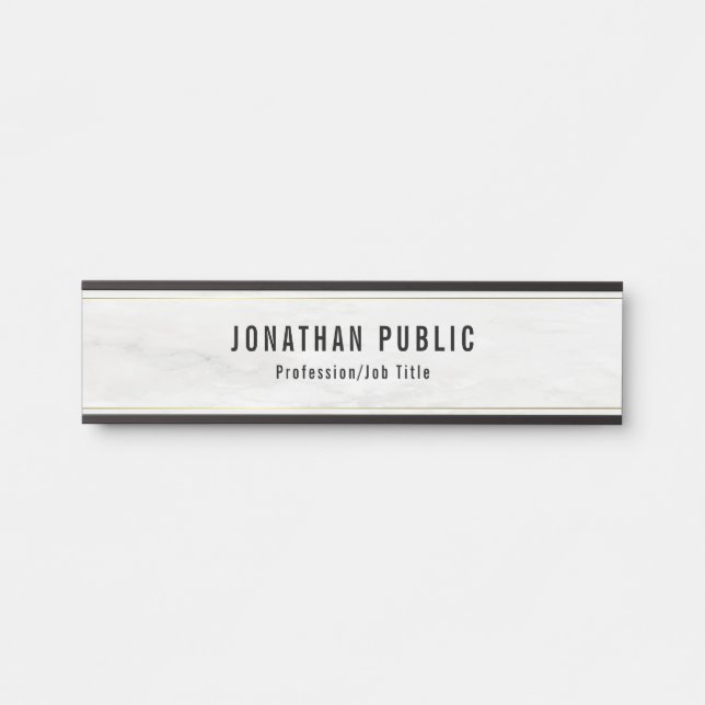 Elegant Modern White Marble And Gold Template Door Sign (Front)