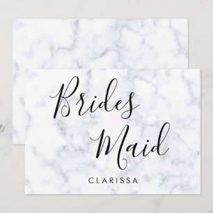 Elegant & modern white marble bridesmaid invitation