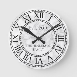 Elegant Modern White Marble Custom Round Clock