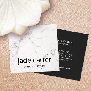 Elegant Modern White Marble Professional Square Business Card