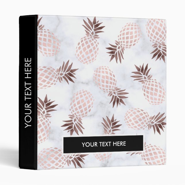 elegant modern white marble rose gold pineapple binder (Front/Spine)