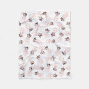 elegant modern white marble rose gold pineapple fleece blanket