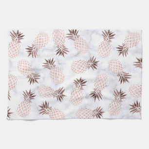 elegant modern white marble rose gold pineapple kitchen towel