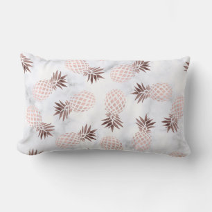 elegant modern white marble rose gold pineapple lumbar pillow