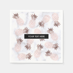 elegant modern white marble rose gold pineapple napkin