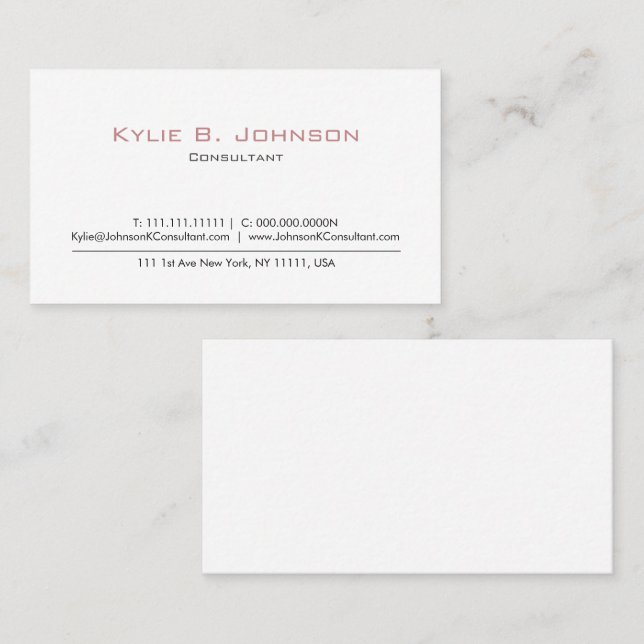 Elegant Modern White Minimalist Personalized Business Card (Front/Back)