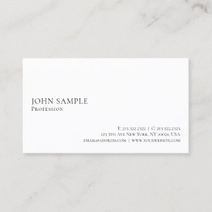 Elegant Modern White Professional Simple Plain Business Card