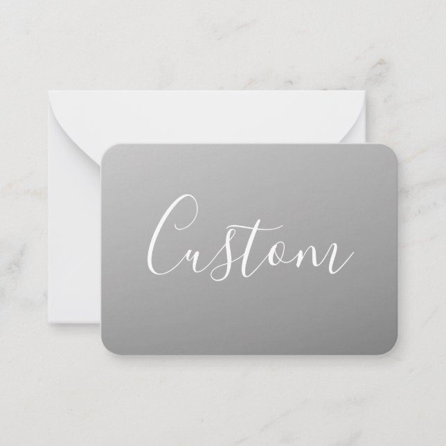 Elegant Modern White Script Writing Grey Gradient  Card (Front)