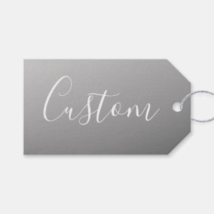 Elegant Modern White Script Writing Grey Gradient  Gift Tags