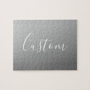 Elegant Modern White Script Writing Grey Gradient  Jigsaw Puzzle