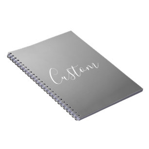Elegant Modern White Script Writing Grey Gradient Notebook