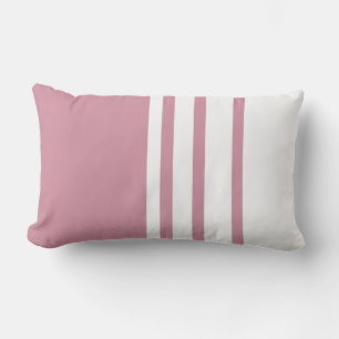 Elegant, modern, white stripes on pastel blush lumbar pillow