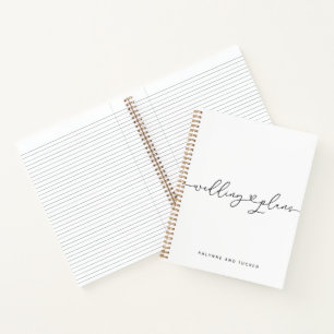 Elegant Modern White Wedding Plans Heart  Notebook