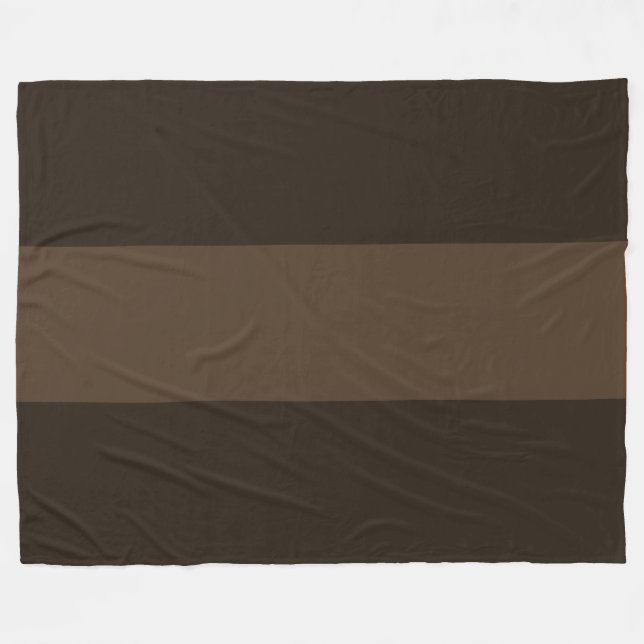 Elegant Modern Wide Chocolate Brown Stripes Fleece Blanket (Front (Horizontal))