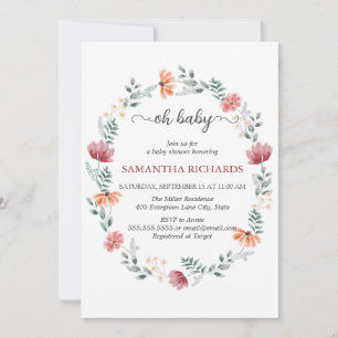 Elegant modern wildflower baby shower Invitation
