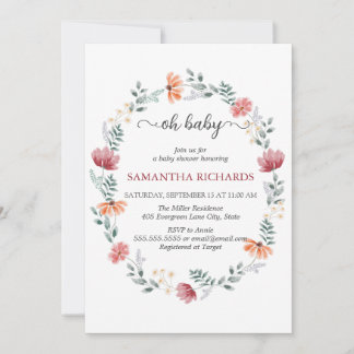 Elegant modern wildflower baby shower Invitation