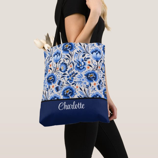 Elegant Modern Wildflower Custom Bridesmaid favour Tote Bag (Close Up)