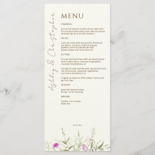 Elegant Modern Wildflower Off-White Wedding Menu